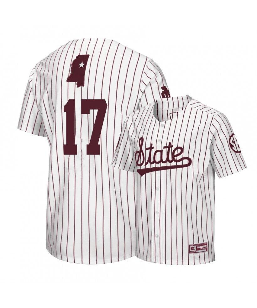 Mississippi State Bulldogs 17 Justin Foscue White Baseball Jersey by My Store