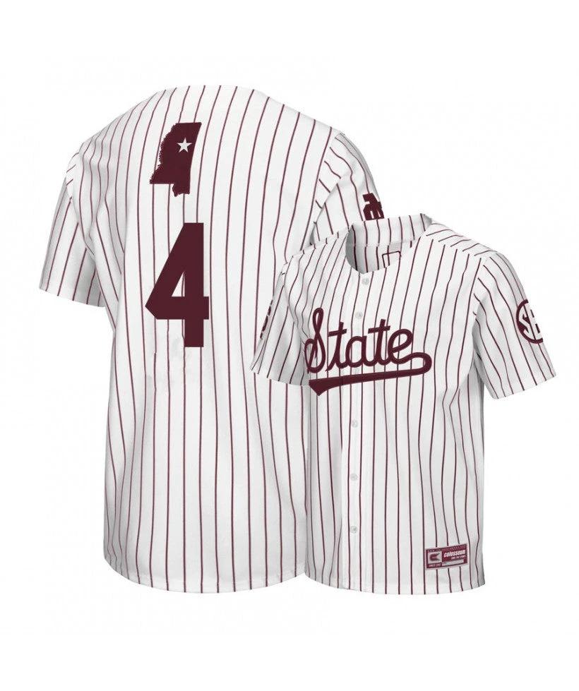 Mississippi State Bulldogs 4 Rowdey Jordan White Baseball Jersey by My Store
