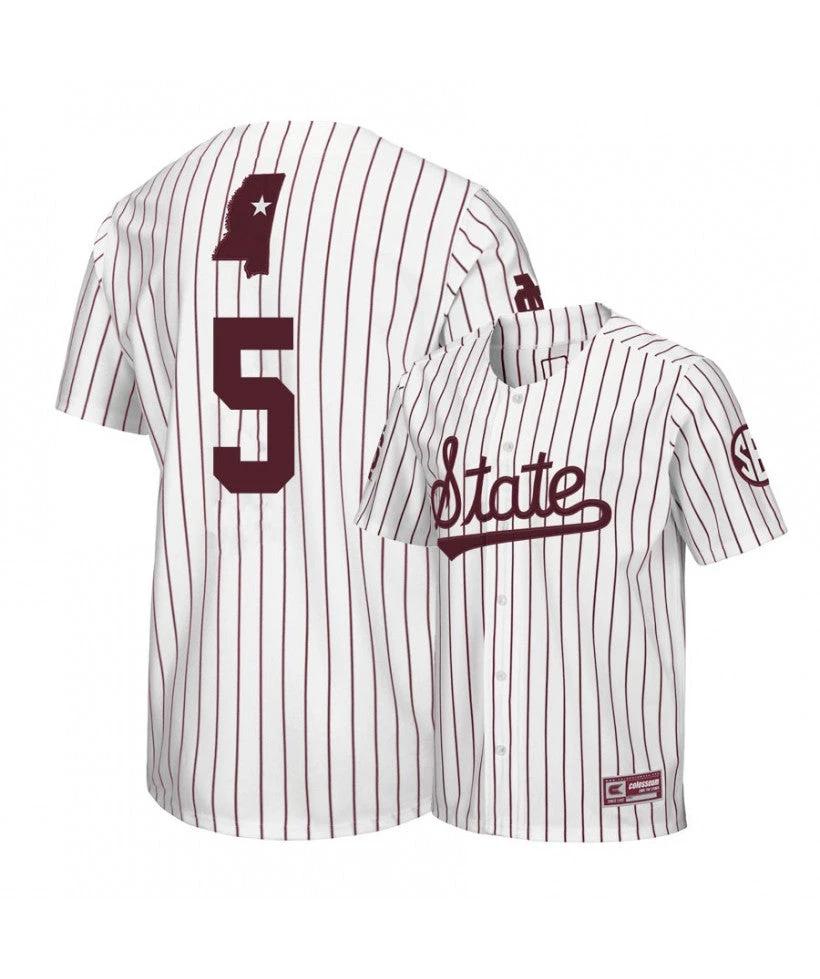Mississippi State Bulldogs 5 Tanner Allen White Baseball Jersey by My Store