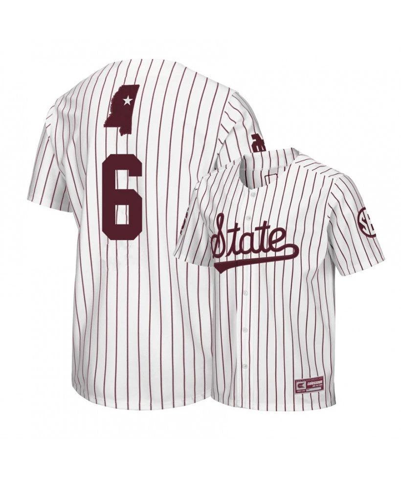 Mississippi State Bulldogs 6 Kamren James White Baseball Jersey by My Store