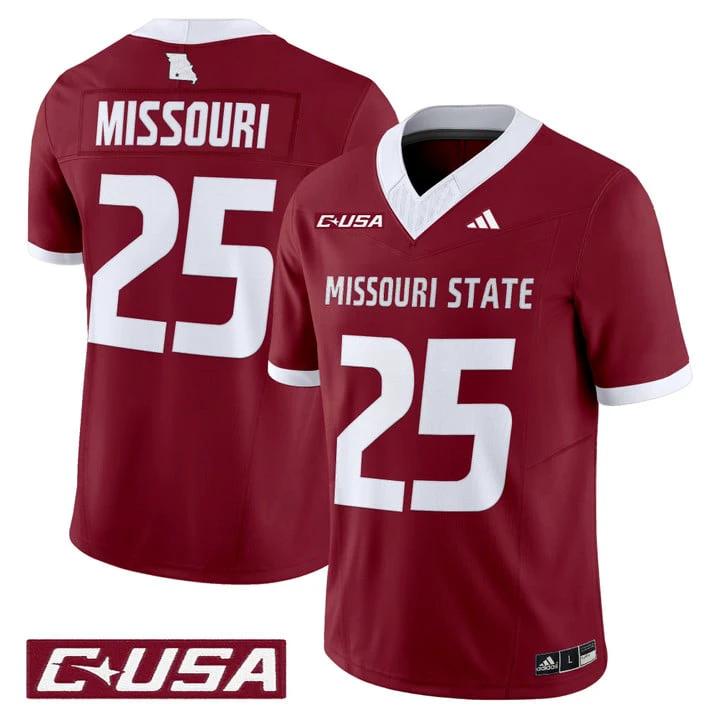 Missouri Jersey #25 Missouri State Bears 2025 Vapor Limited Stitched by My Store NCAA Football Jerseys