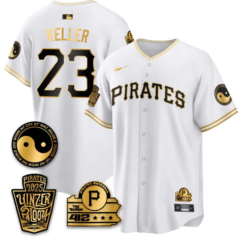 Mitch Keller #23 Jersey Pittsburgh Pirates Yinzerpalooza 2025 White Gold by My Store