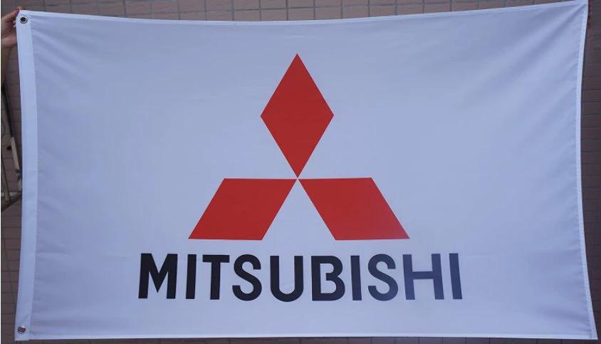 Mitsubishi White Flag 3X5 Ft Polyester Banner USA 90x150cm by flagsjustdoit