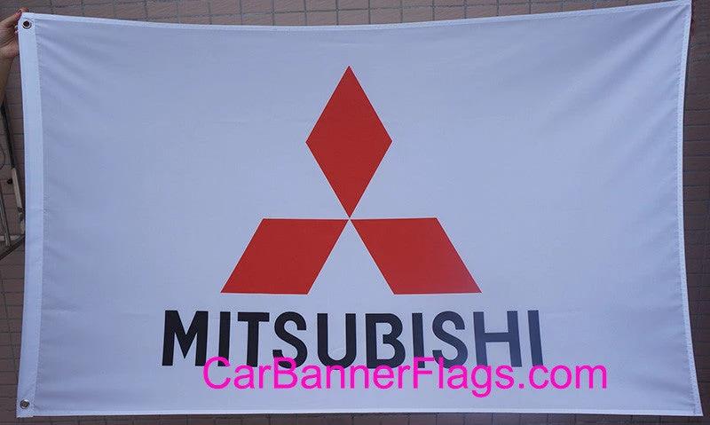 Mitsubishi Flag-3x5 Banner-100% polyester-White Black Lancer by flagsshop