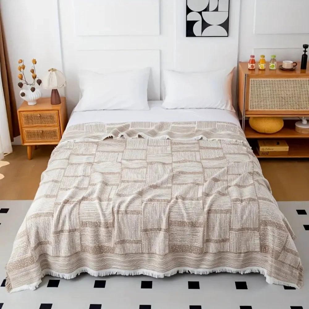 Mixed Tone Geometric Cotton Blanket by Casa & Beyond