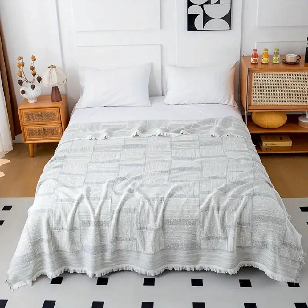 Mixed Tone Geometric Cotton Blanket by Casa & Beyond