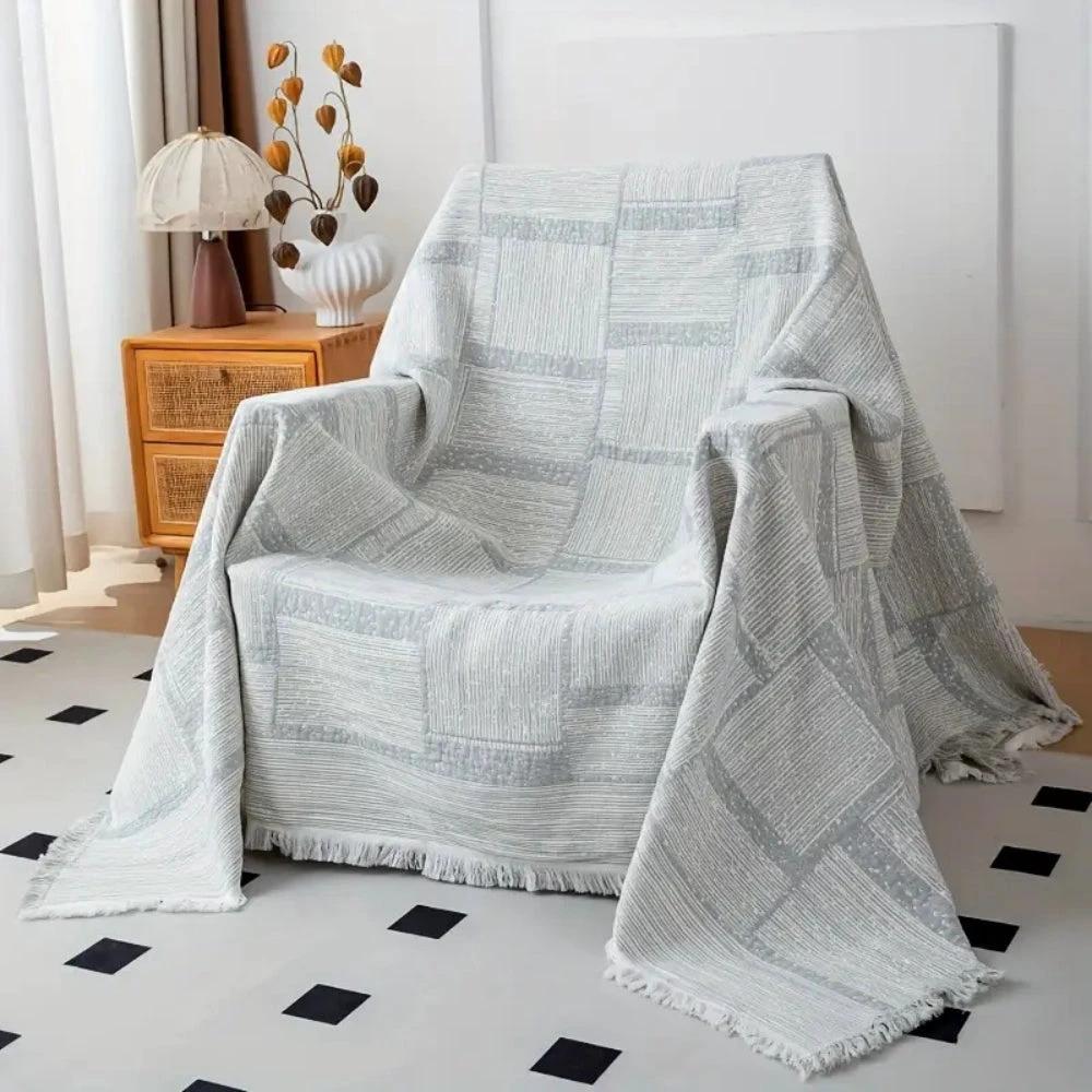 Mixed Tone Geometric Cotton Blanket by Casa & Beyond