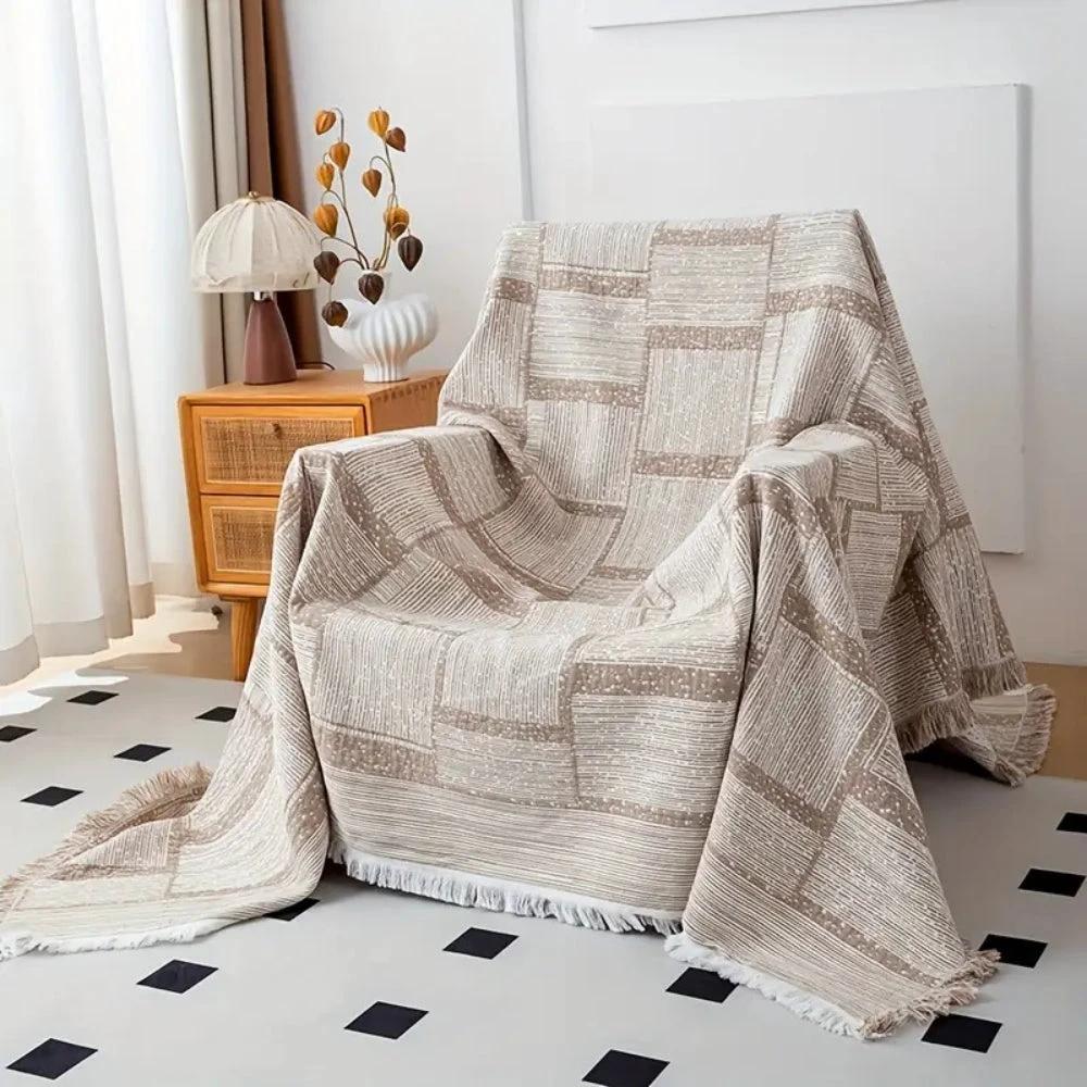 Mixed Tone Geometric Cotton Blanket by Casa & Beyond