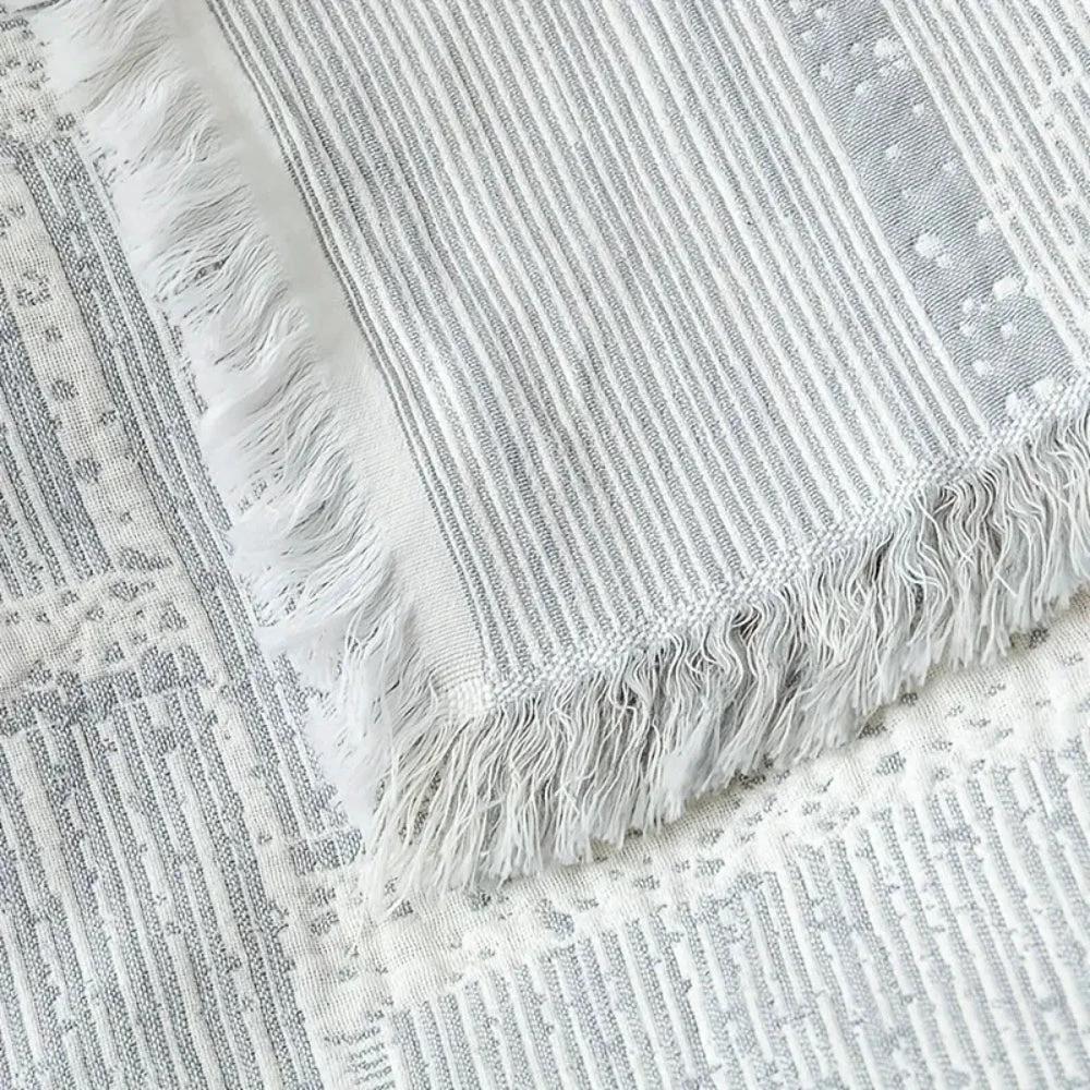 Mixed Tone Geometric Cotton Blanket by Casa & Beyond