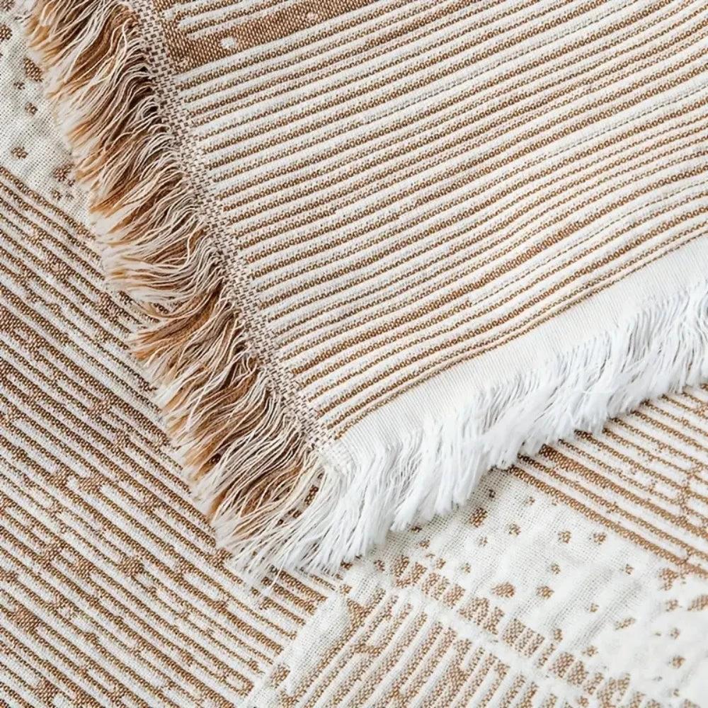 Mixed Tone Geometric Cotton Blanket by Casa & Beyond