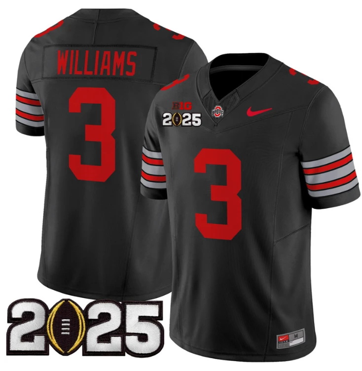 Miyan Williams Jersey #3 Ohio State 'Heritage Stripe' 2025 CFP Final Black by NCAA Football Jersey