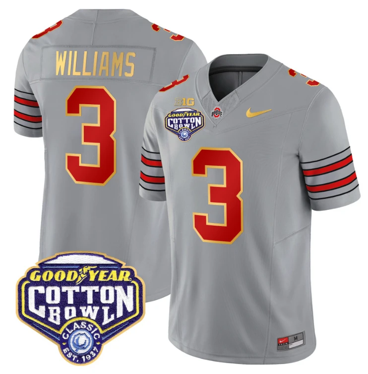 Miyan Williams Jersey #3 Ohio State 'Heritage Stripe' Cotton Bowl Gray by My Store