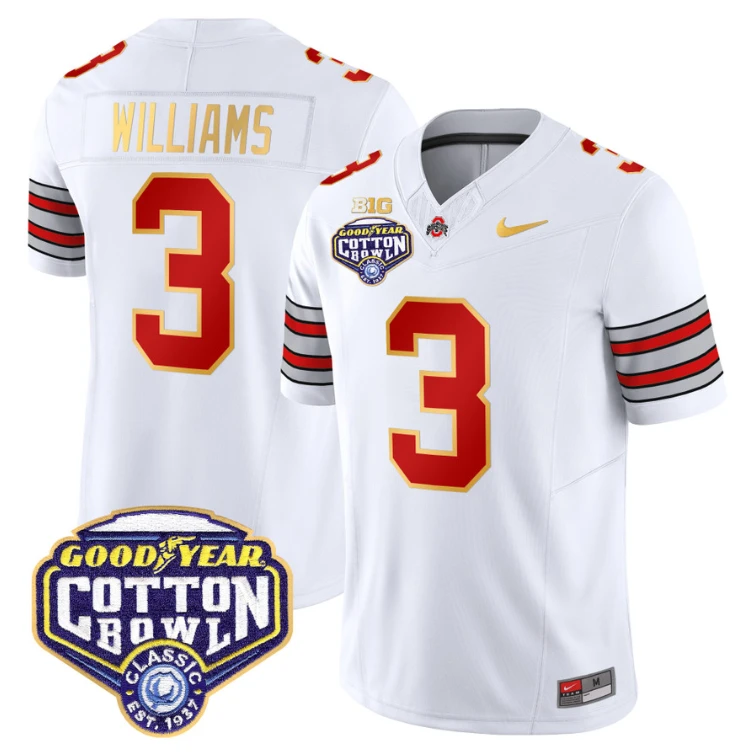 Miyan Williams Jersey #3 Ohio State 'Heritage Stripe' Cotton Bowl White by My Store