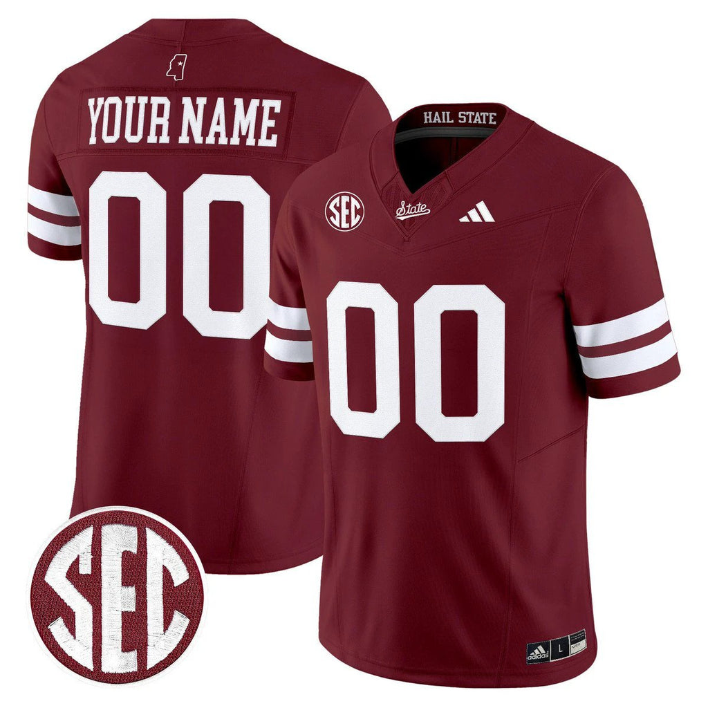 Custom Mississippi State Bulldogs Jersey Name, Number Dark Mode Stitched Maroon by My Store NCAA Football Jerseys