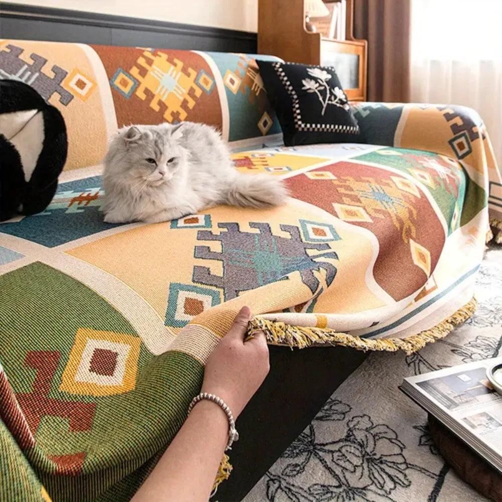 Modern Geometric Tribal Sofa Cover by Casa & Beyond