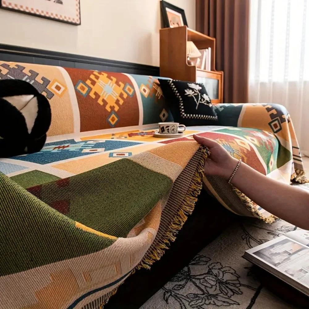 Modern Geometric Tribal Sofa Cover by Casa & Beyond