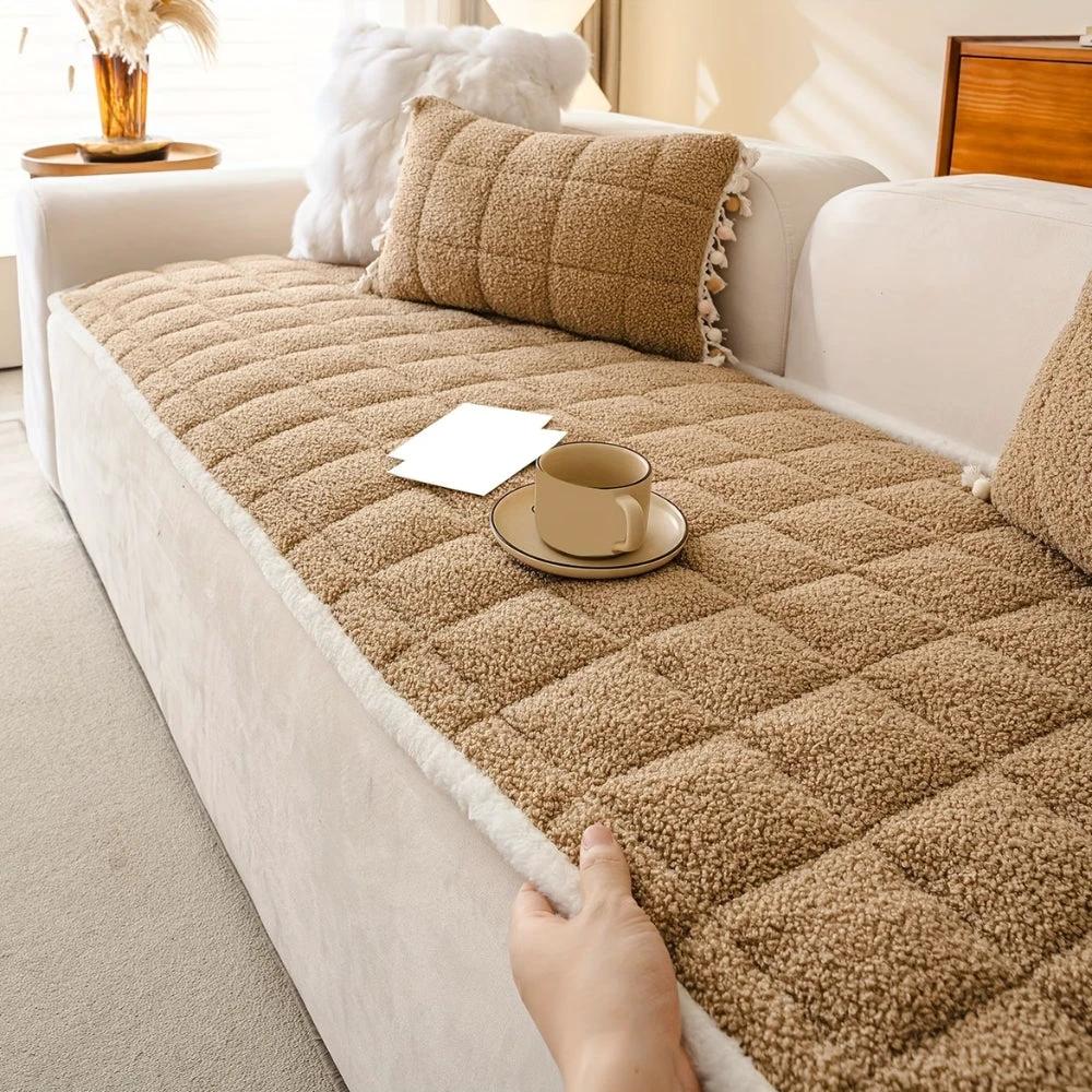 Modern Square Boucle Anti-Slip Couch Cover by Casa & Beyond