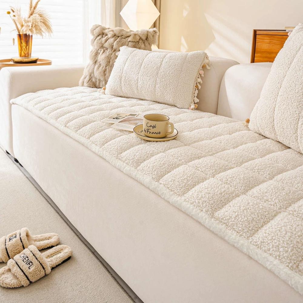 Modern Square Boucle Anti-Slip Couch Cover by Casa & Beyond