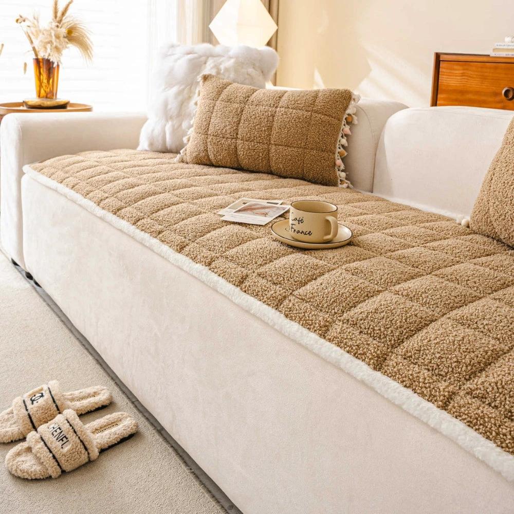 Modern Square Boucle Anti-Slip Couch Cover by Casa & Beyond