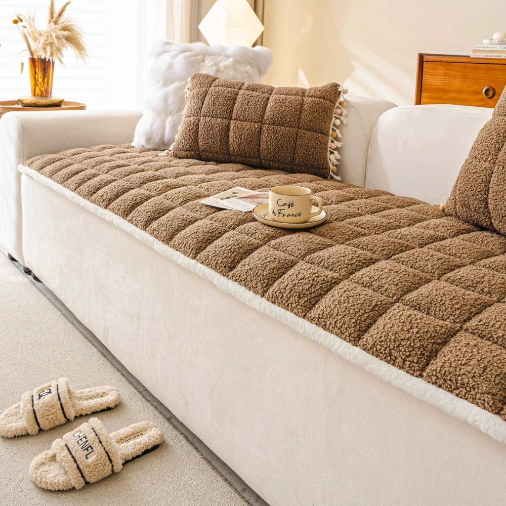 Modern Square Boucle Anti-Slip Couch Cover by Casa & Beyond