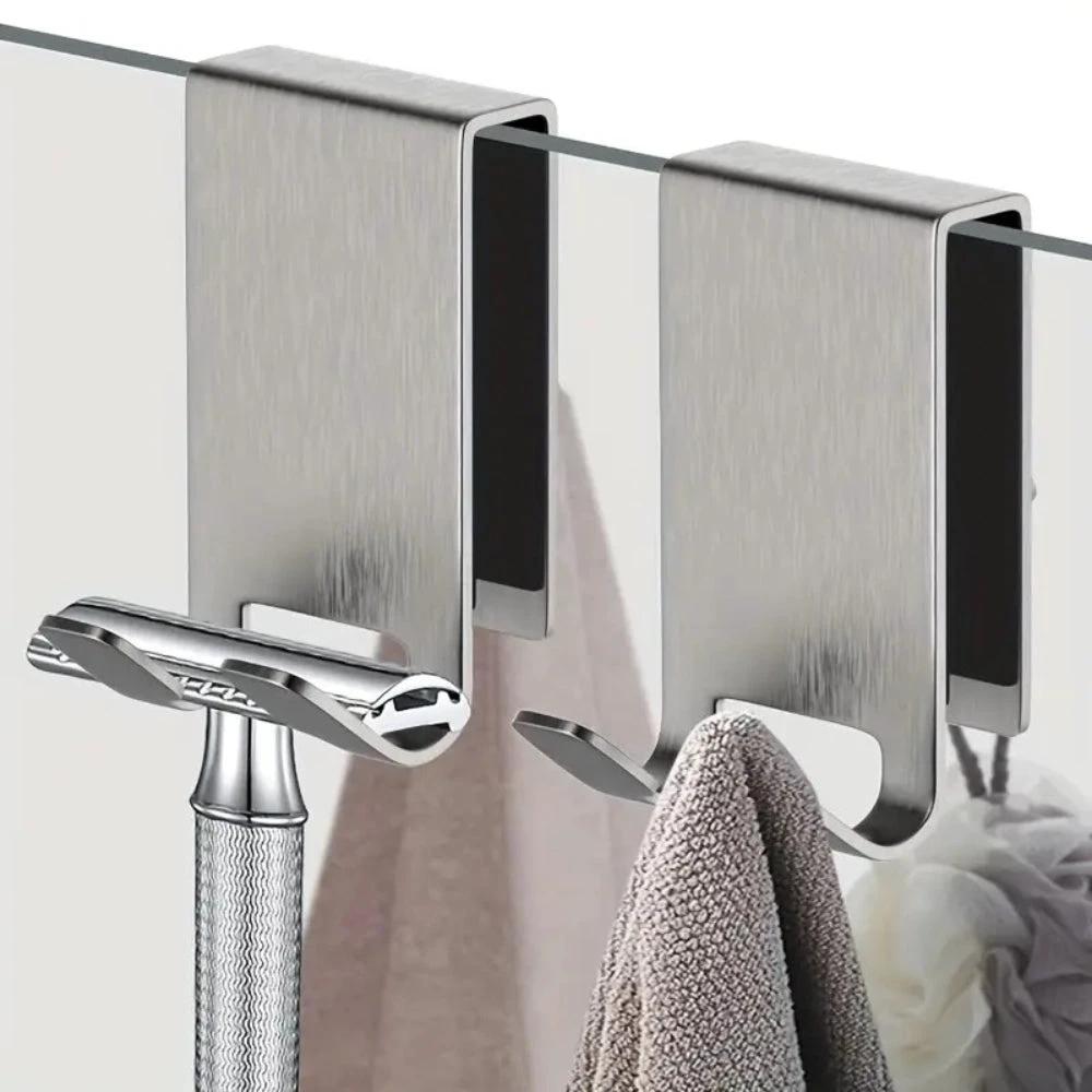 On Glass Stainless Shower Door Hooks by Casa & Beyond