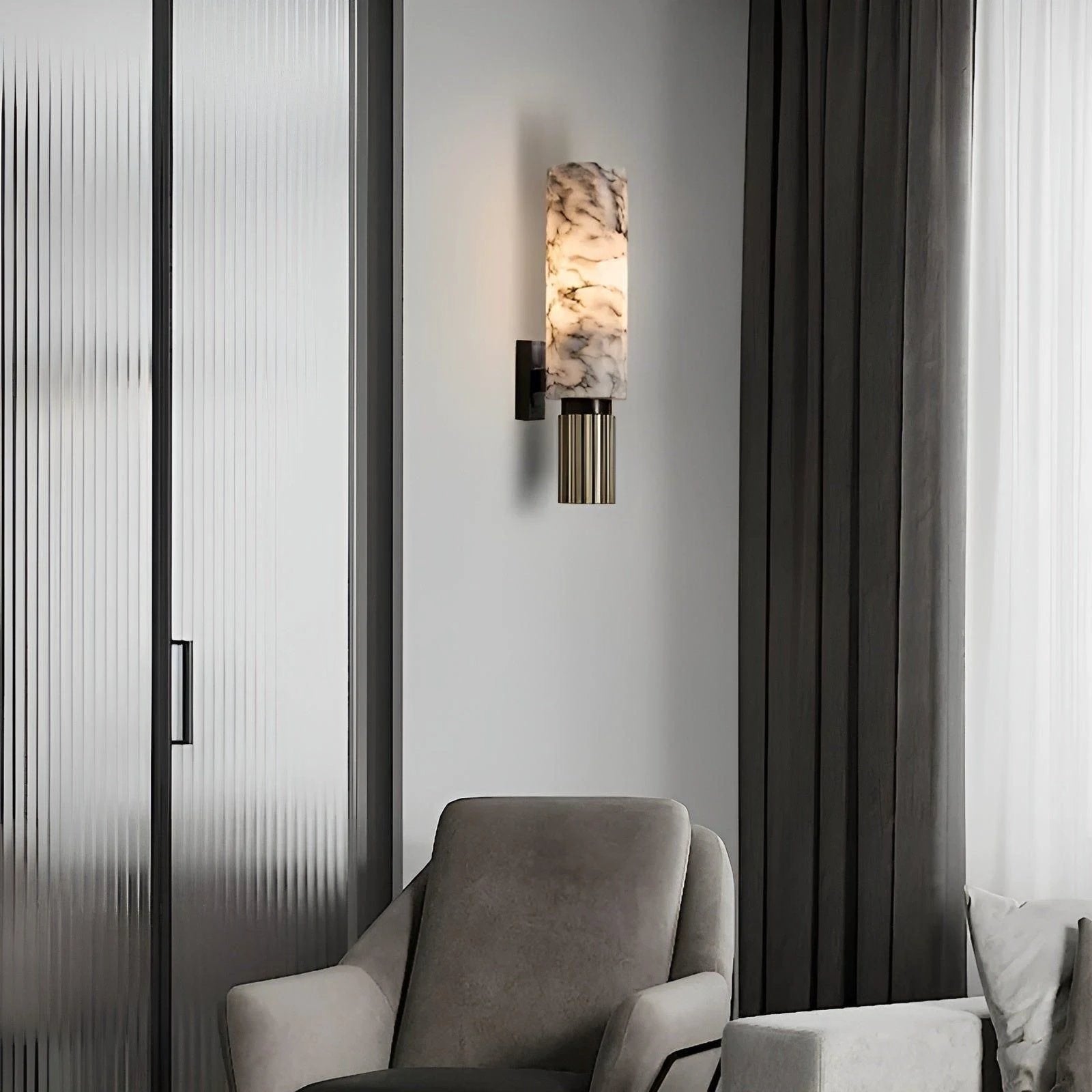 Elegant Wall Light with Stylish Marble Inspired Pattern Bowlift by Bowlift