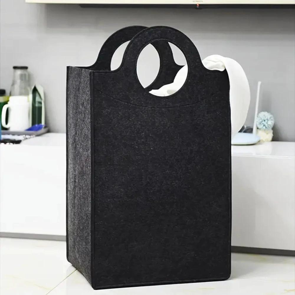 Oxford Fold Felt Laundry Basket by Casa & Beyond