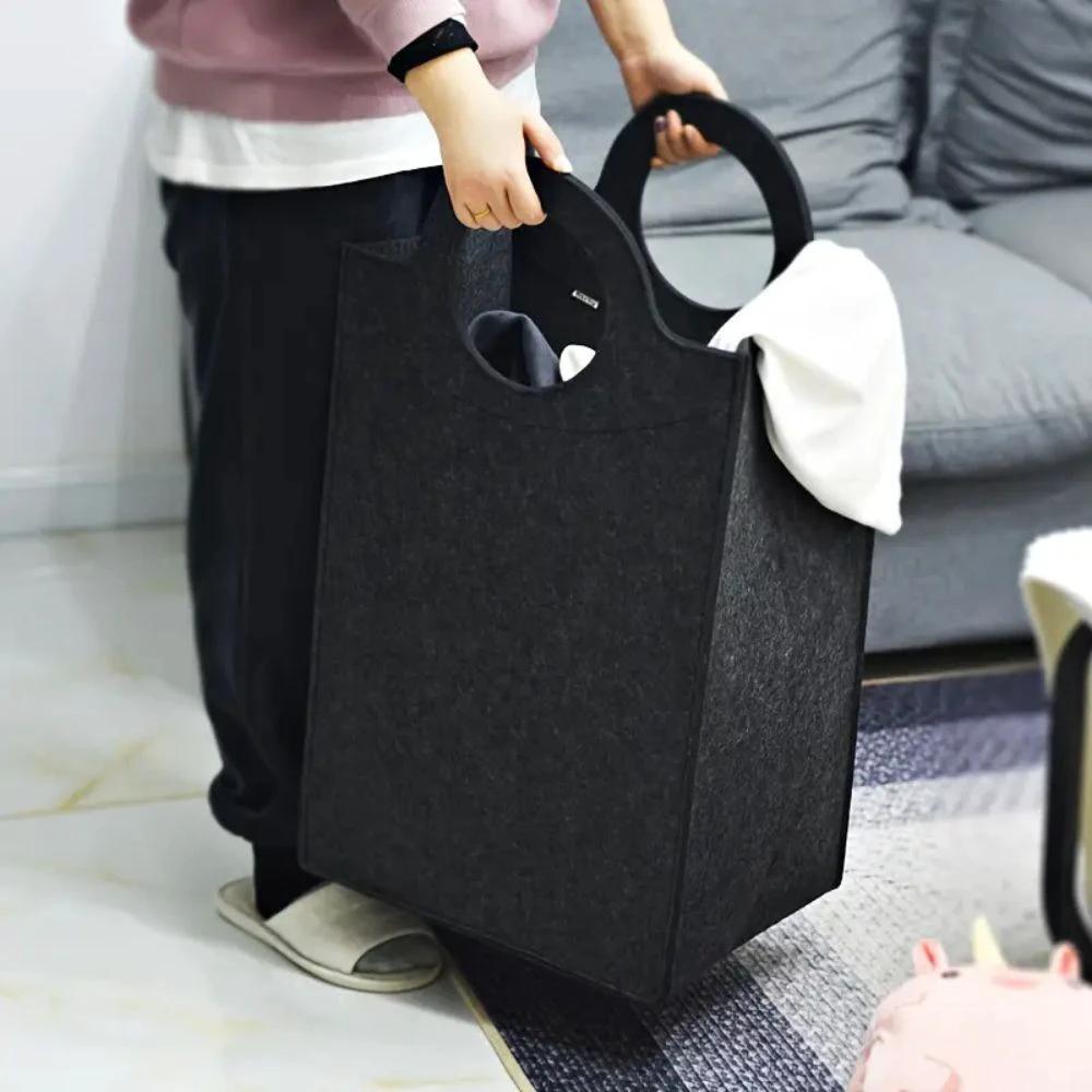 Oxford Fold Felt Laundry Basket by Casa & Beyond