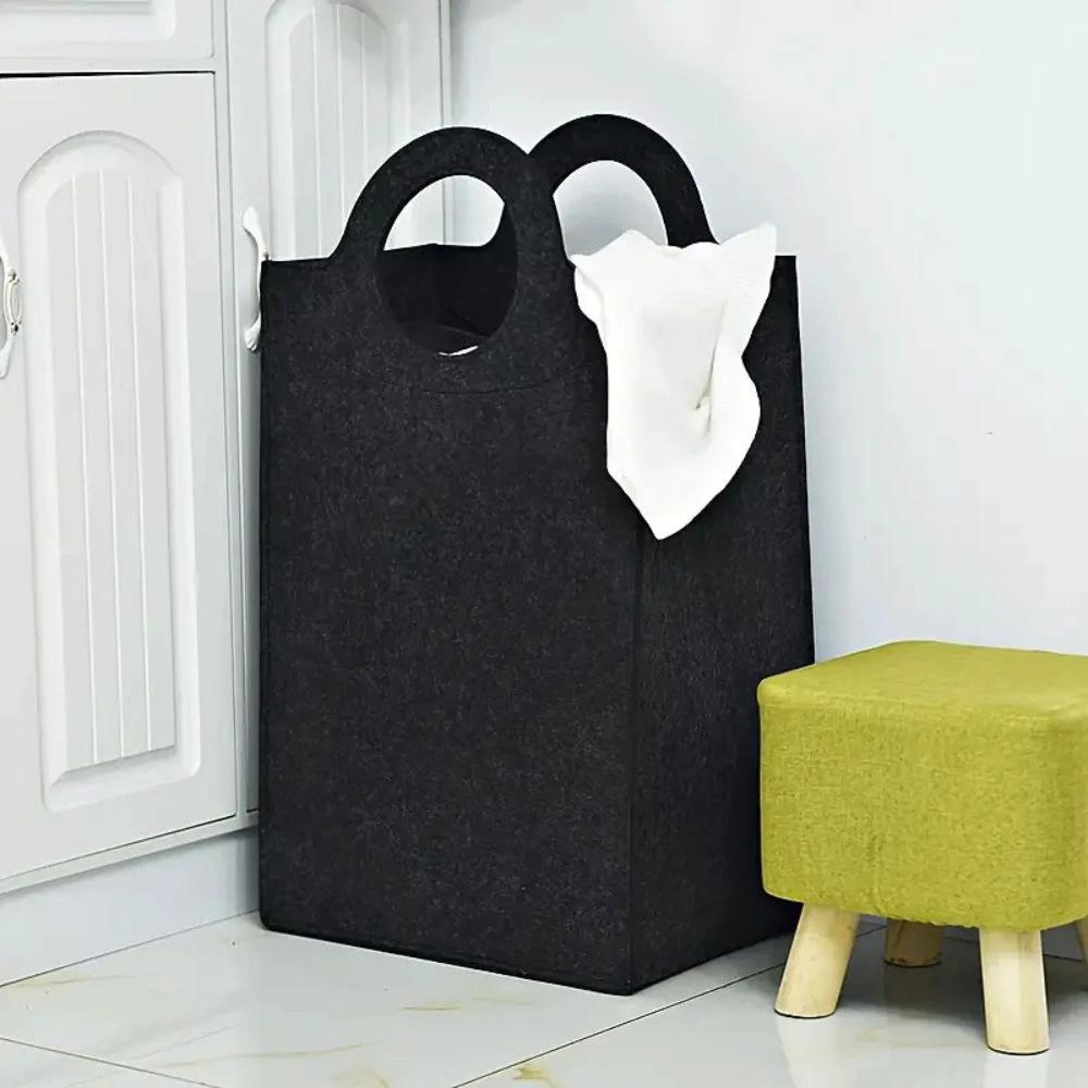 Oxford Fold Felt Laundry Basket by Casa & Beyond