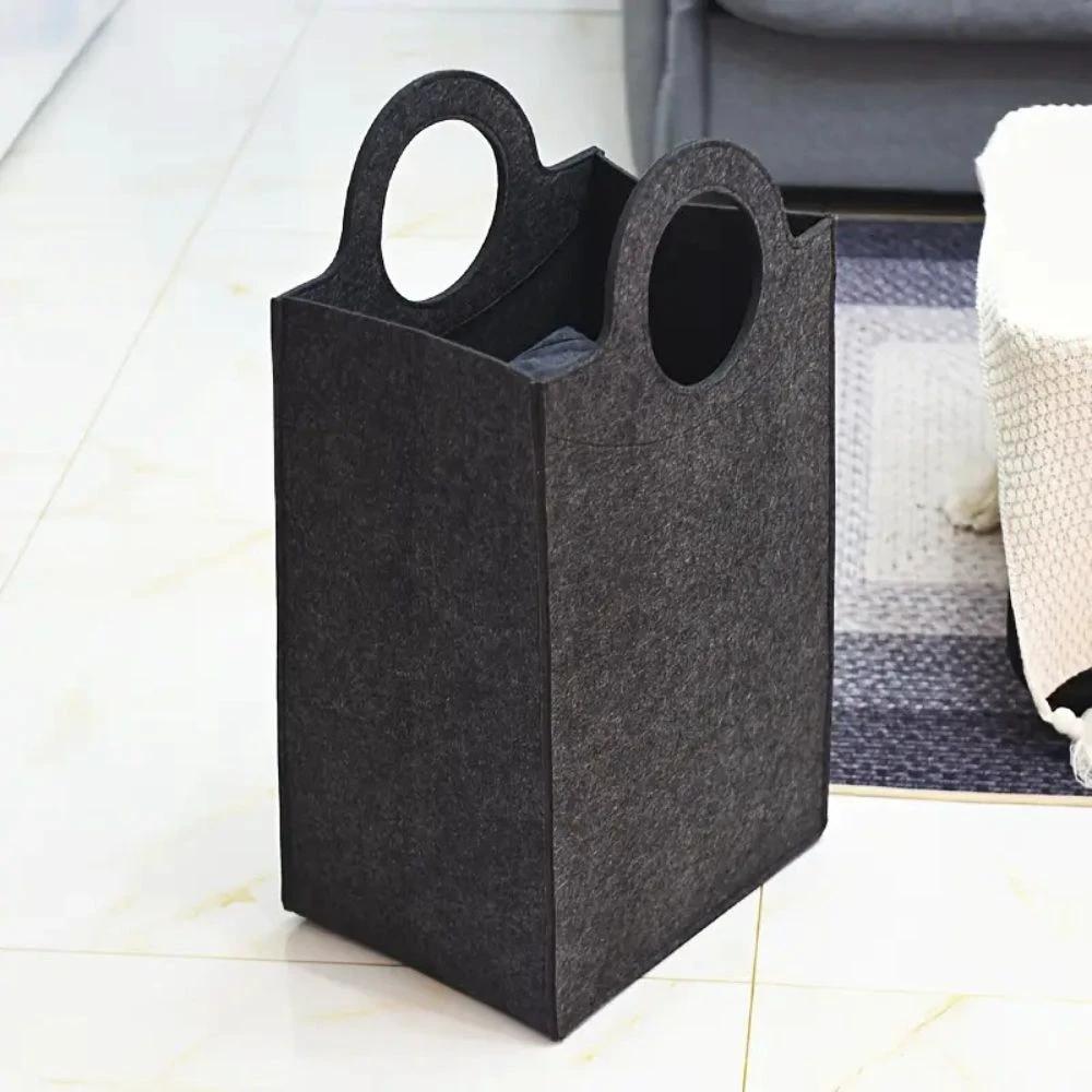 Oxford Fold Felt Laundry Basket by Casa & Beyond