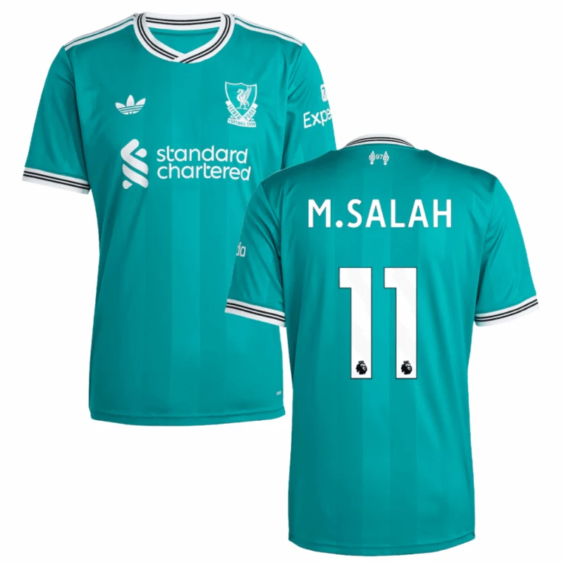 Mohamed Salah 11 Liverpool 2025-26 Third Match Jersey – Aqua by Soccer Jersey