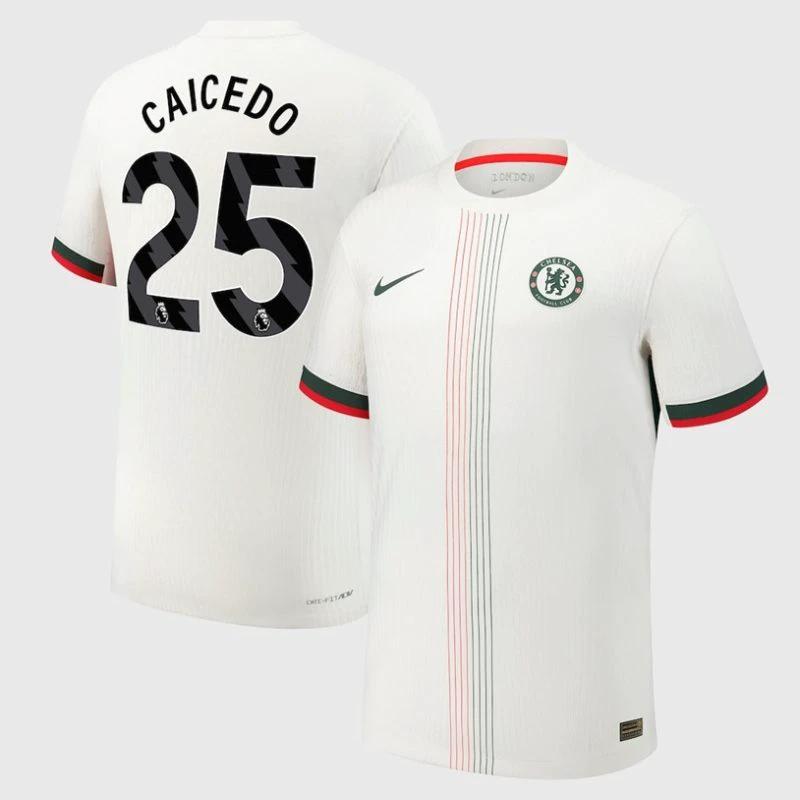 Moises Caicedo 25 Chelsea 2025-26 Away Jersey – White by Soccer Jersey