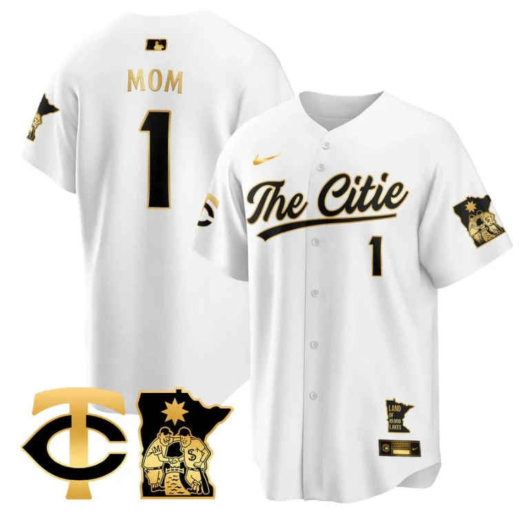 Mom Jersey #1 Minnesota Twins 2025 City Connect Concept Stitched White Gold by My Store