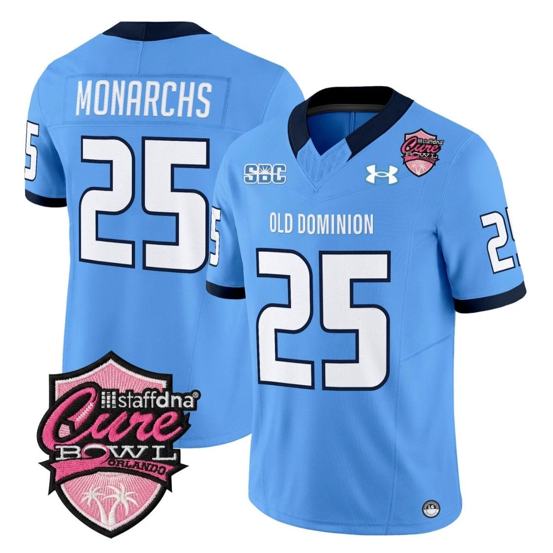 Monarchs Jersey #25 Old Dominion Monarchs 2025 Cure Bowl Stitched Blue by NCAA Football Jersey