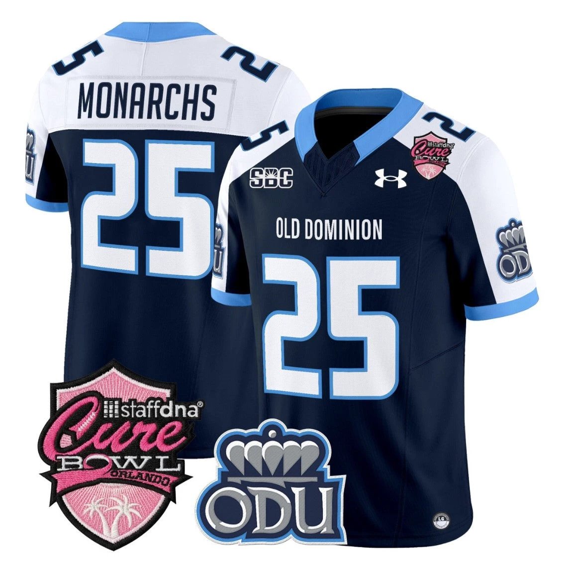 Monarchs Jersey #25 Old Dominion Monarchs 2025 Cure Bowl Stitched Navy Alternate by NCAA Football Jersey