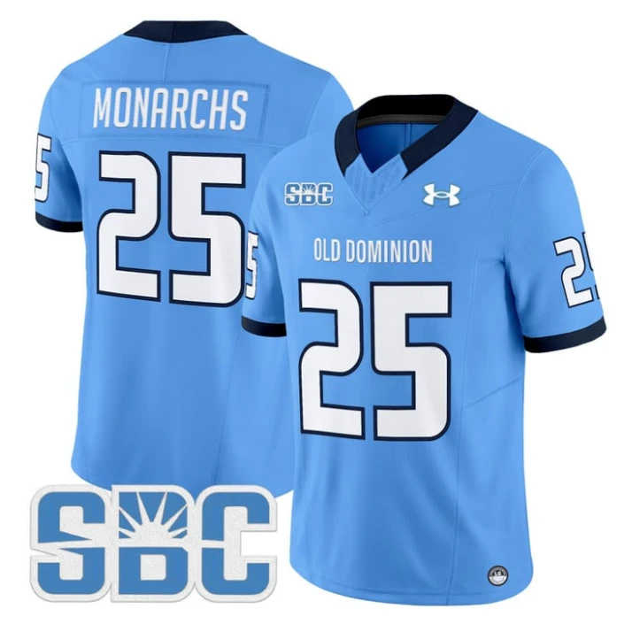 Monarchs Jersey #25 Old Dominion Monarchs 2025 Vapor Limited Stitched BLue by My Store NCAA Football Jerseys