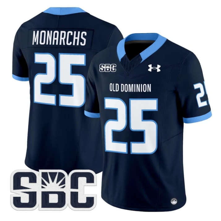Monarchs Jersey #25 Old Dominion Monarchs 2025 Vapor Limited Stitched Navy by My Store NCAA Football Jerseys