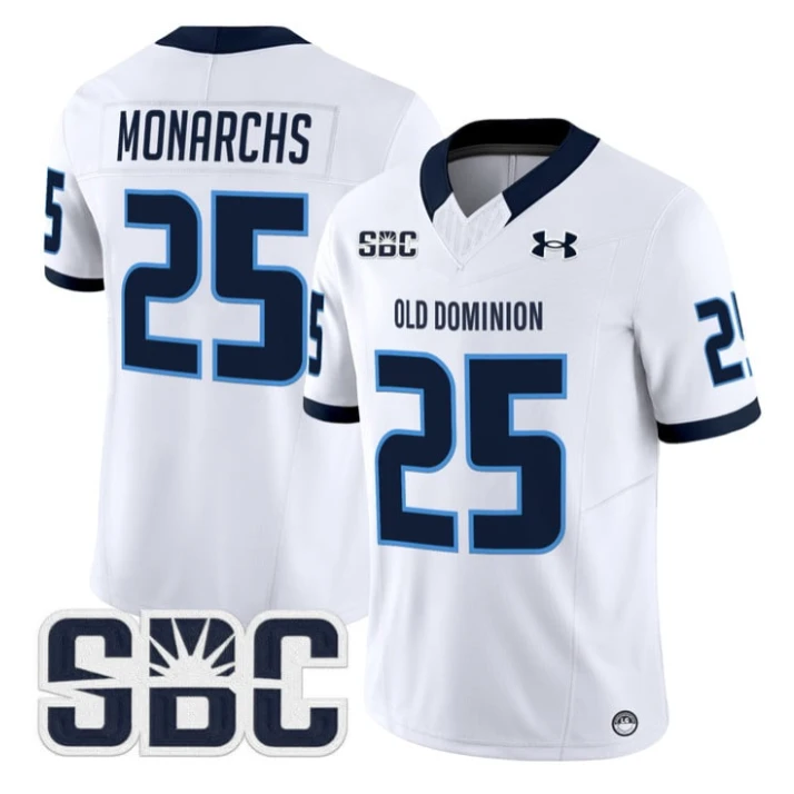 Monarchs Jersey #25 Old Dominion Monarchs 2025 Vapor Limited Stitched White by My Store NCAA Football Jerseys