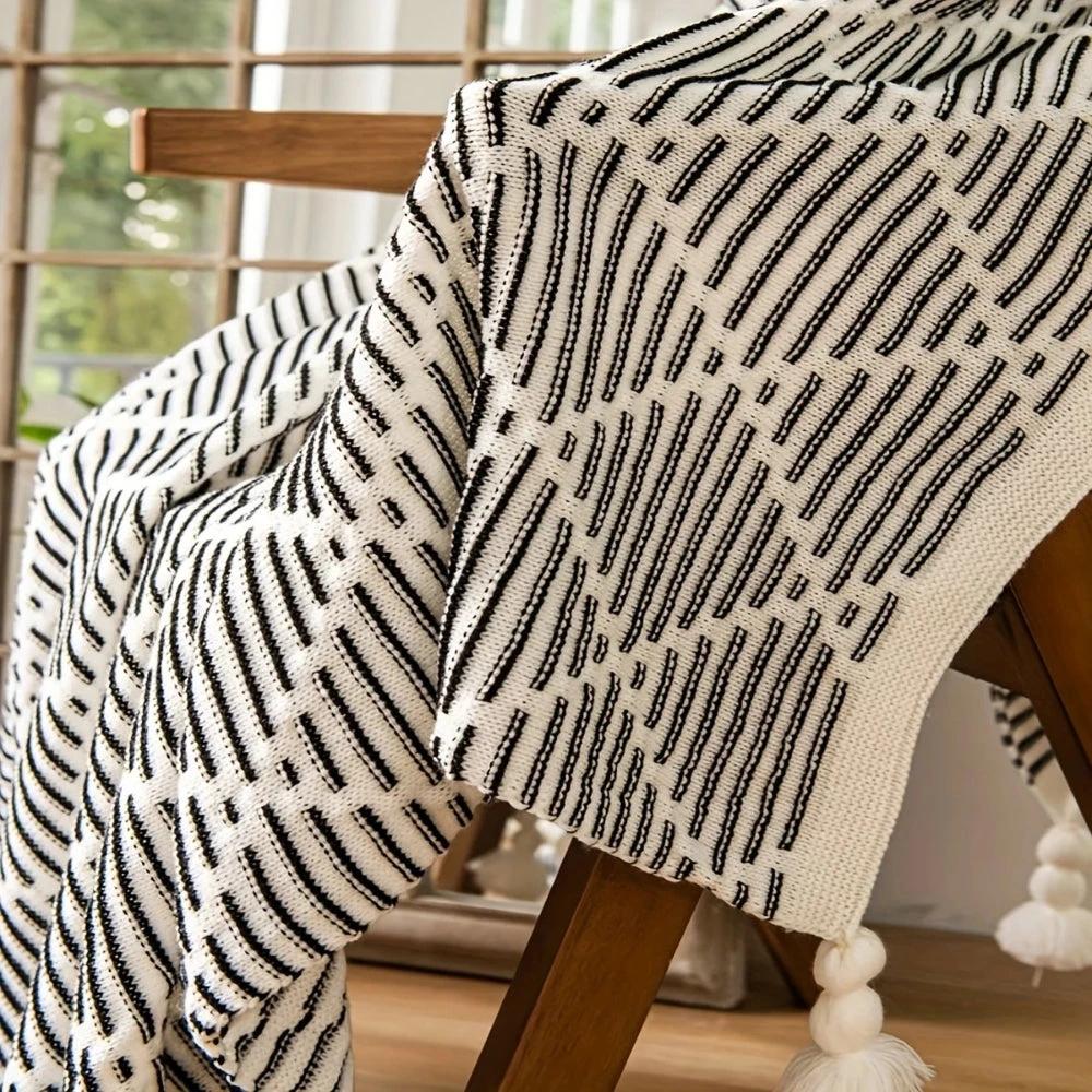Monochrome Diamond Pattern Throw Blanket by Casa & Beyond