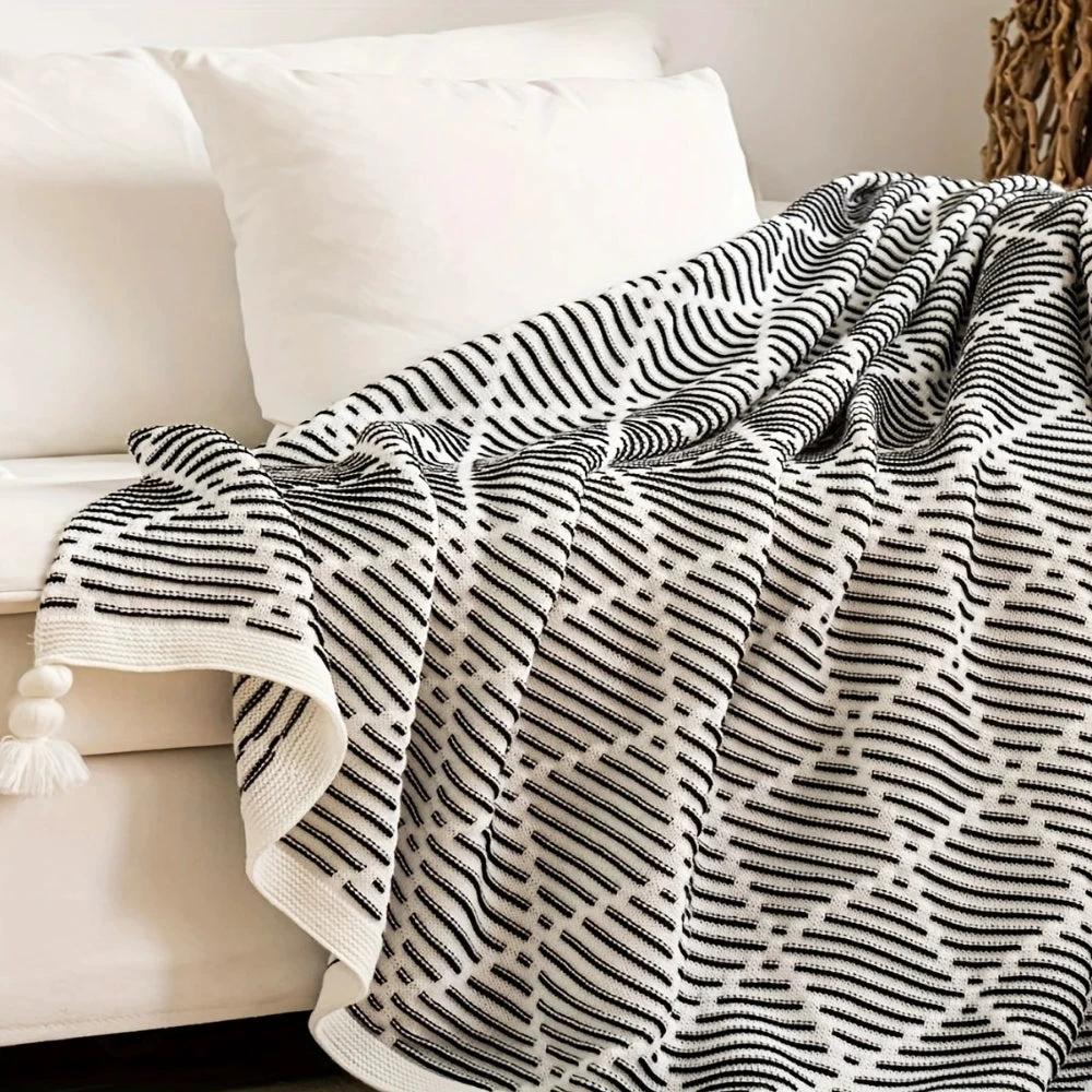 Monochrome Diamond Pattern Throw Blanket by Casa & Beyond