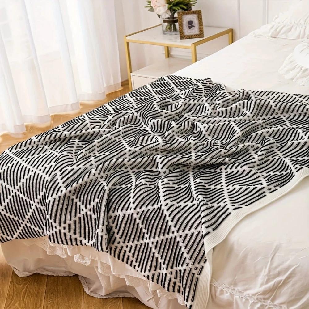Monochrome Diamond Pattern Throw Blanket by Casa & Beyond