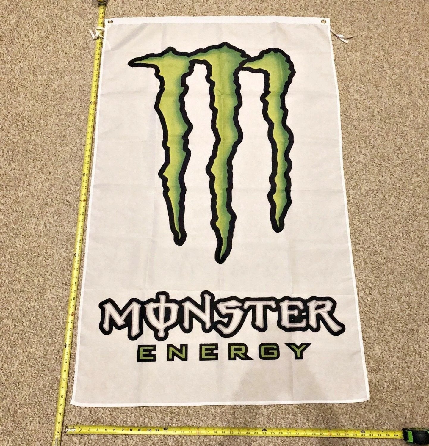 Monster Energy 3x5ft Flag vertical Green M Power Drink Poster by flagsjustdoit
