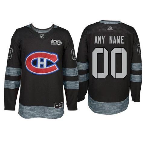 Montreal Canadiens Black 1917-2017 100th Anniversary Stitched NHL Custom Jersey by Hockey David