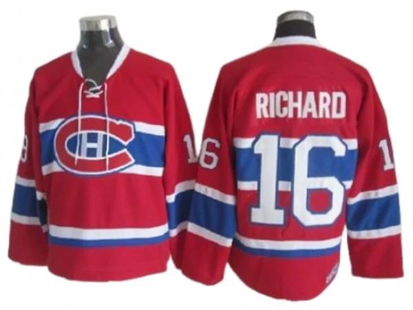 Montreal Canadiens #16 Henri Richard Red Vintage CCM Jersey by Hockey David