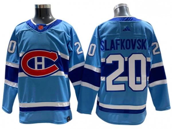 Montreal Canadiens #20 Juraj Slafkovsky Light Blue 2022&23 Reverse Retro Jersey by Hockey David