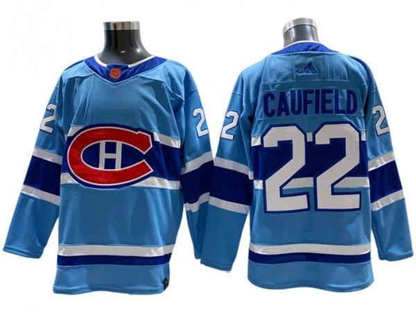 Montreal Canadiens #22 Cole Caufield Light Blue 2022&23 Reverse Retro Jersey by Hockey David