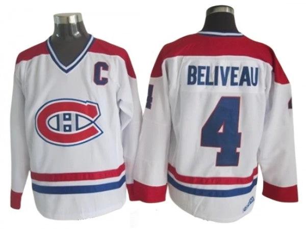 Montreal Canadiens #4 Jean Beliveau Vintage CCM Jersey -White by Hockey David