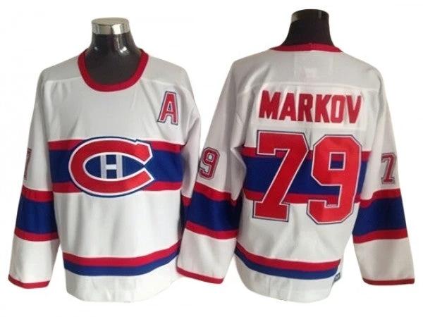 Montreal Canadiens #79 Andrei Markov White 1946 Vintage CCM Jersey by Hockey David