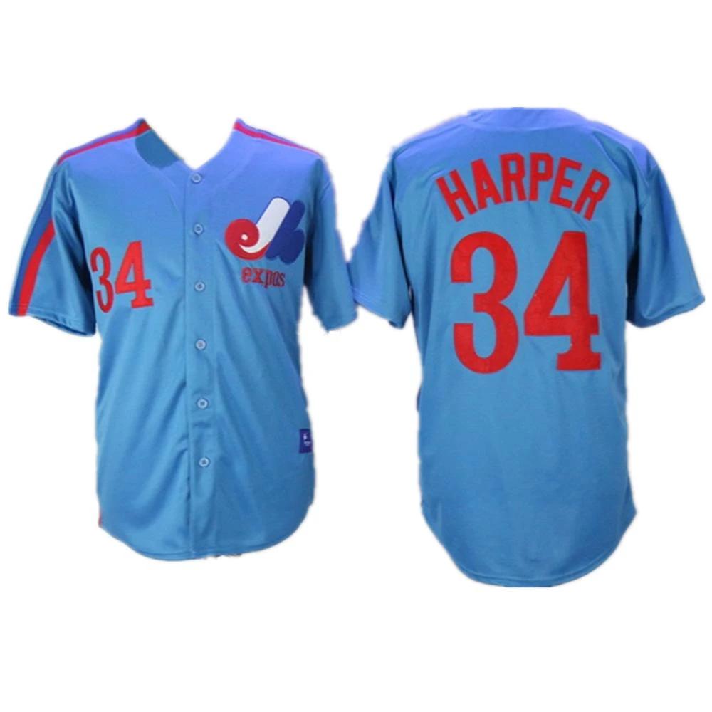 Montreal Expos Bryce Harper Blue Throwback Jersey by My Store