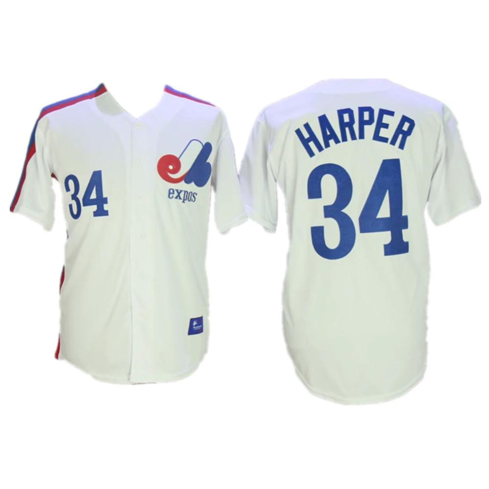 Montreal Expos Bryce Harper White Cooperstown Throwback Jersey by My Store